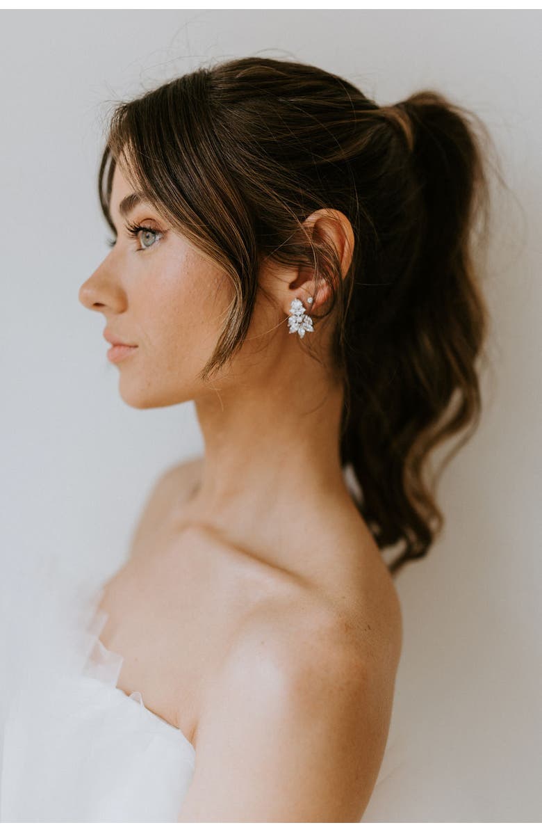 Untamed Petals Carla Crystal Stud Earrings, Alternate, color, Silver