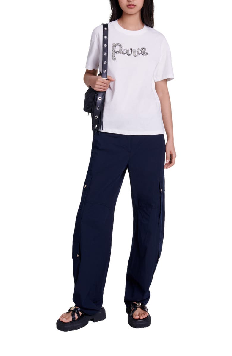 maje Paris rhinestone T-shirt, Alternate, color, 