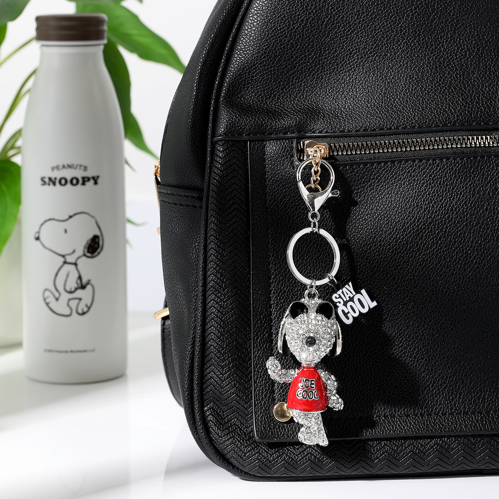 PEANUTS Snoopy 'Joe Cool' Crystal Keychain with Stay Cool Tag, Silver‑Tone, Alternate, color, Multi