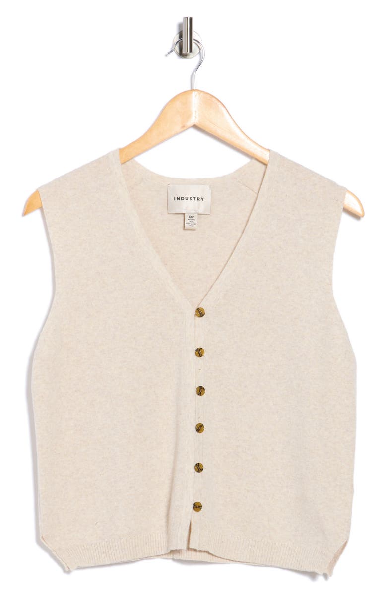 INDUSTRY REPUBLIC CLOTHING Button Front Cotton Blend Sweater Vest, Alternate, color, Oat Heather