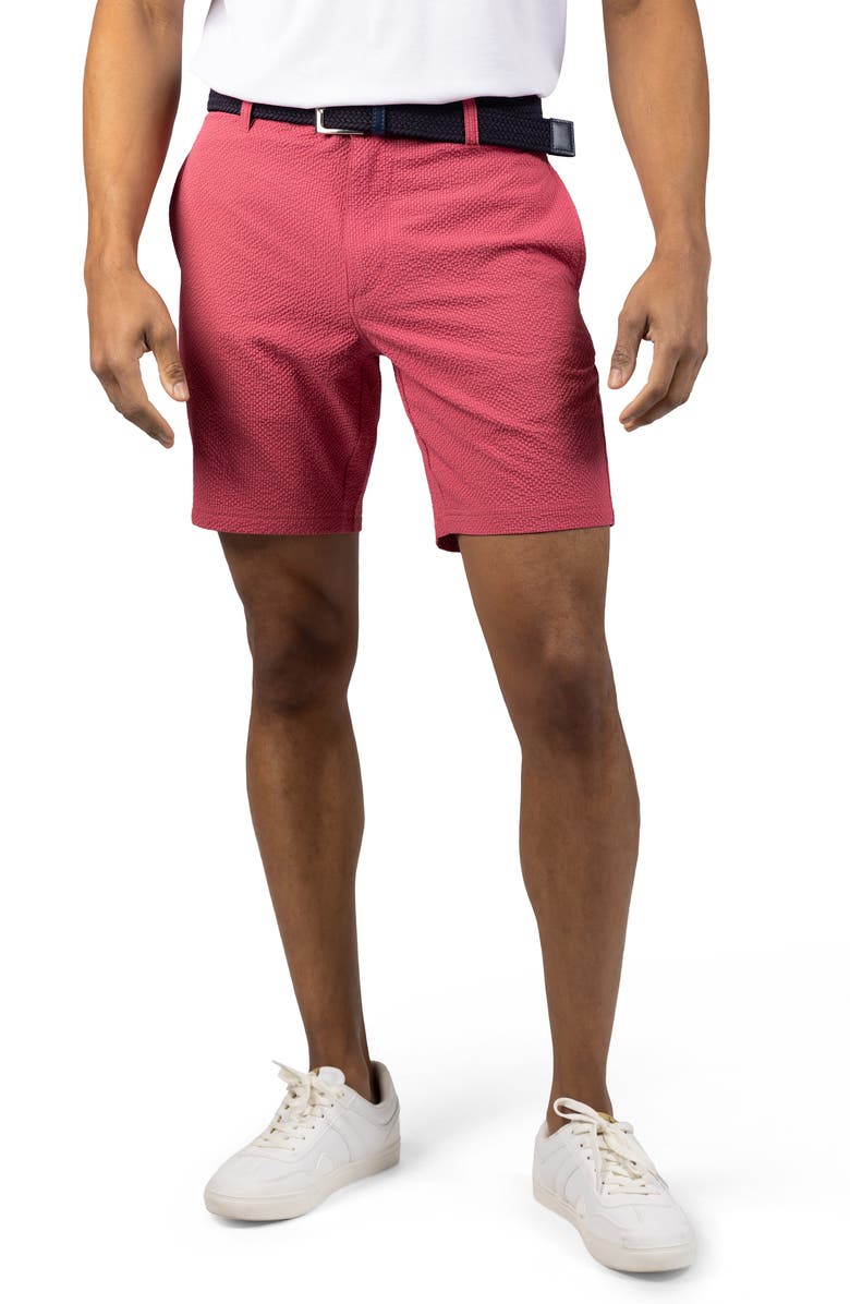 TailorByrd Seersucker Shorts, Main, color, Sunwashed Red
