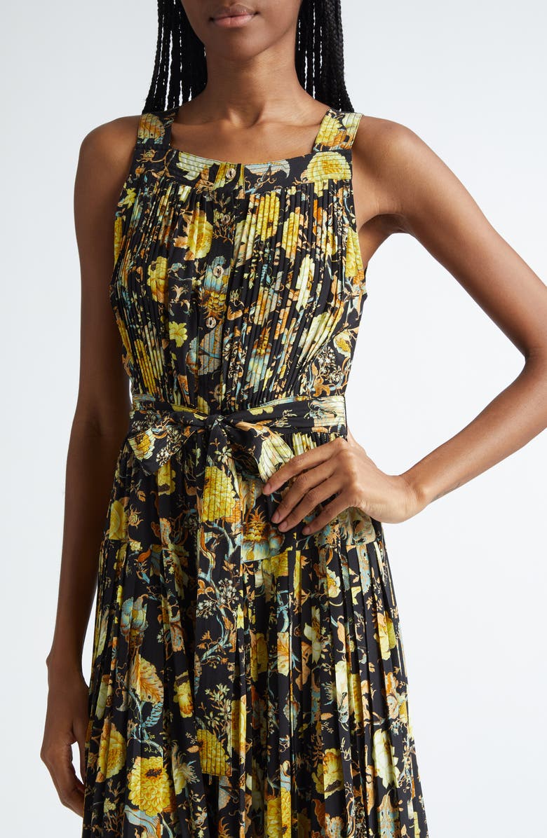 Ulla Johnson Annabeth Pleated Button Front Silk Maxi Dress, Alternate, color, Baroque