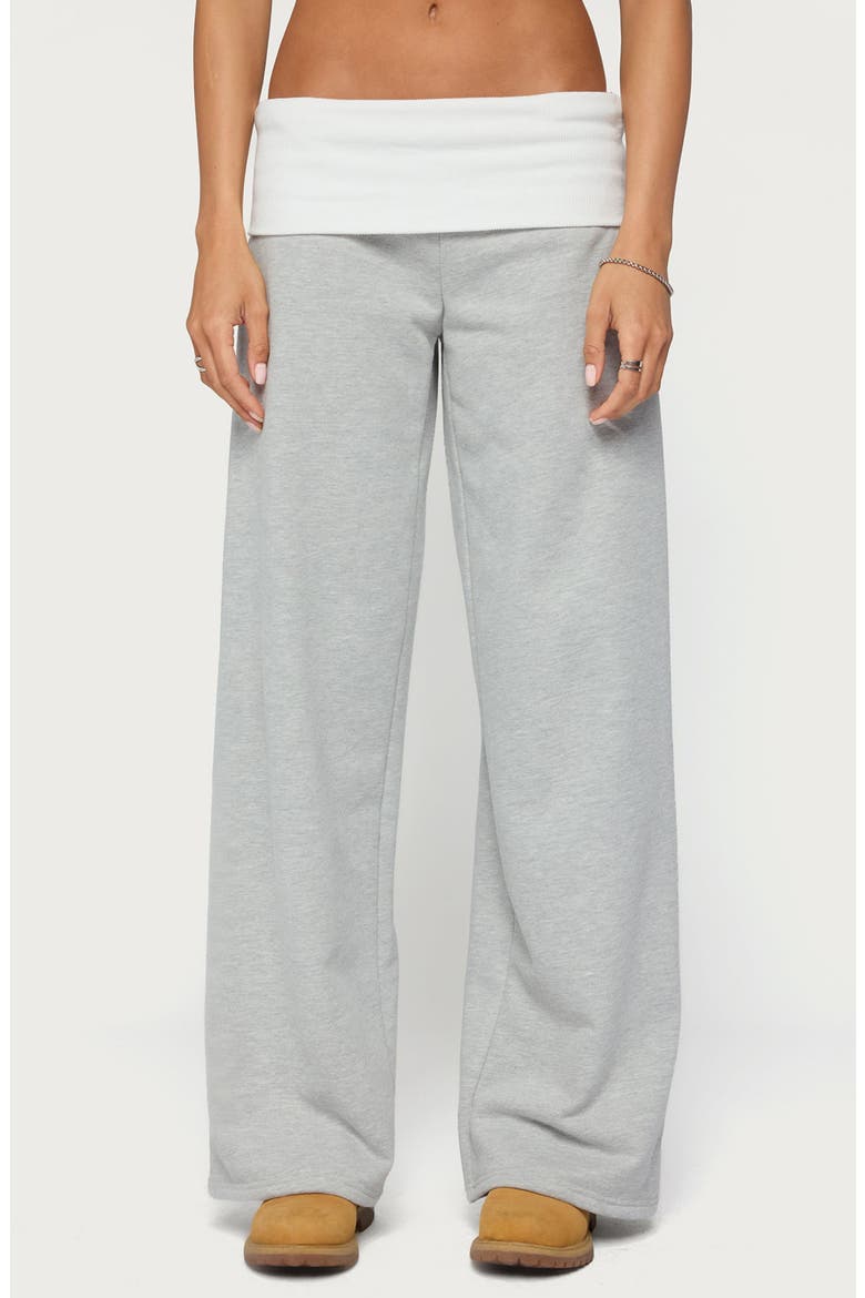 Idha Contrast Foldover Baggy Pants, Main, color, GRAY-MELANGE