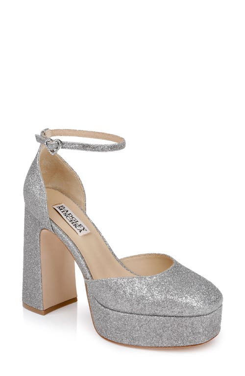 Badgley Mischka Collection Jayda Ankle Strap Platform Pump In Silver Antique