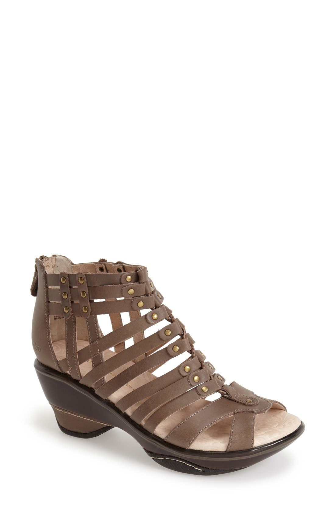 'Sugar' Wedge Sandal, Main, color, SMOKEY LEATHER