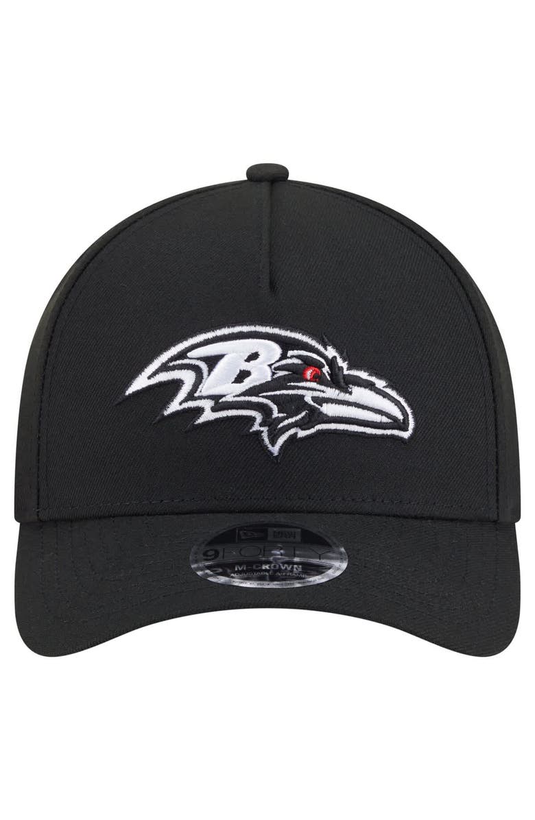 New Era Men's New Era Black Baltimore Ravens Team Collection 9FORTY M-Crown A-Frame Adjustable Hat, Alternate, color,