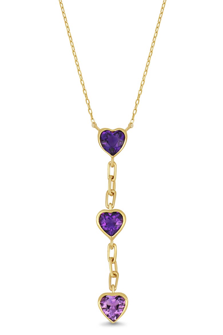 14K Gold Amethyst Heart Pendant Necklace, Alternate, color, 14K YELLOW GOLD