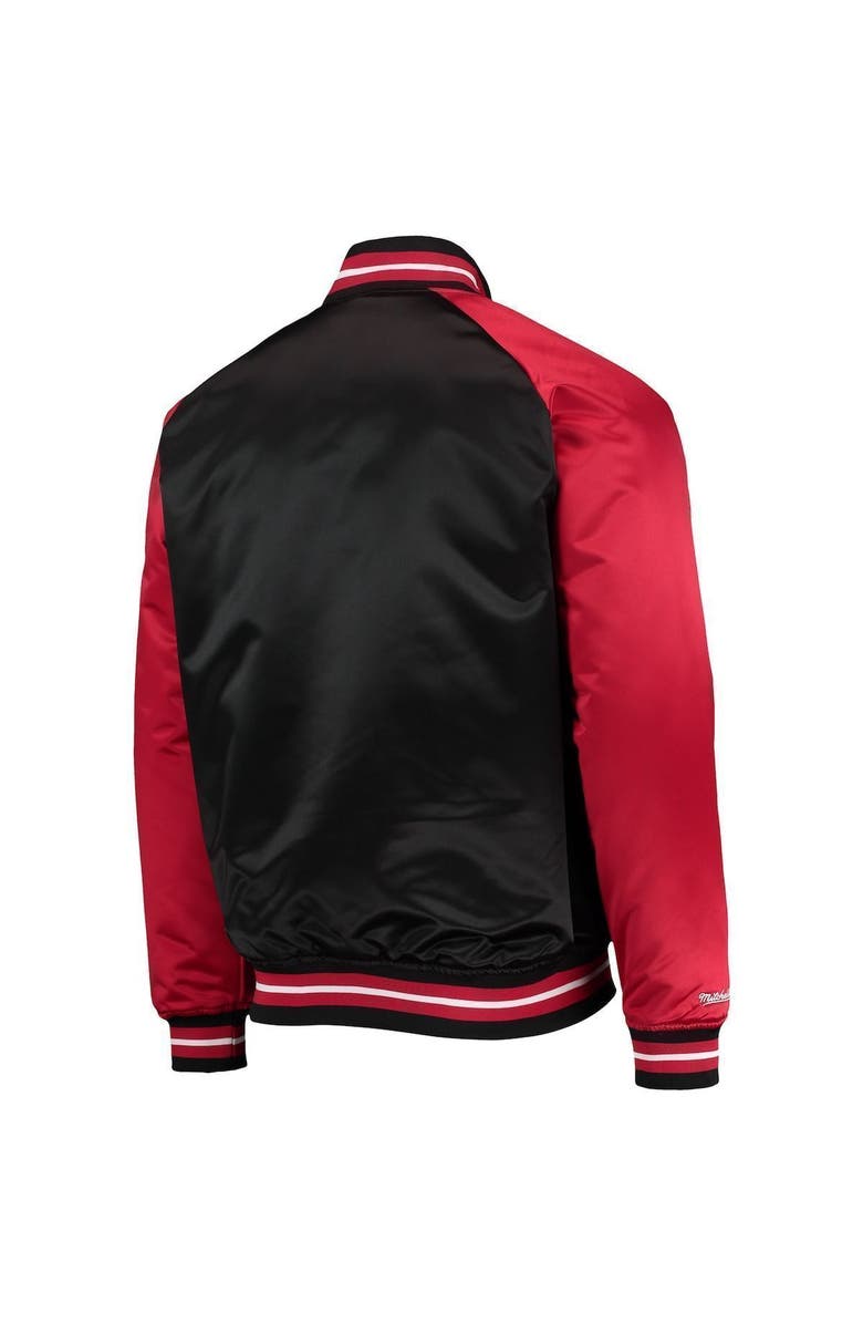 Mitchell & Ness Men's Mitchell & Ness Black/Red Toronto Raptors Hardwood Classics Reload 3.0 Raglan Full-Snap Satin Jacket, Alternate, color, Black