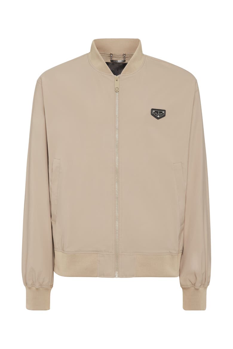 Nylon Bomber Jacket Men, Main, color, beige