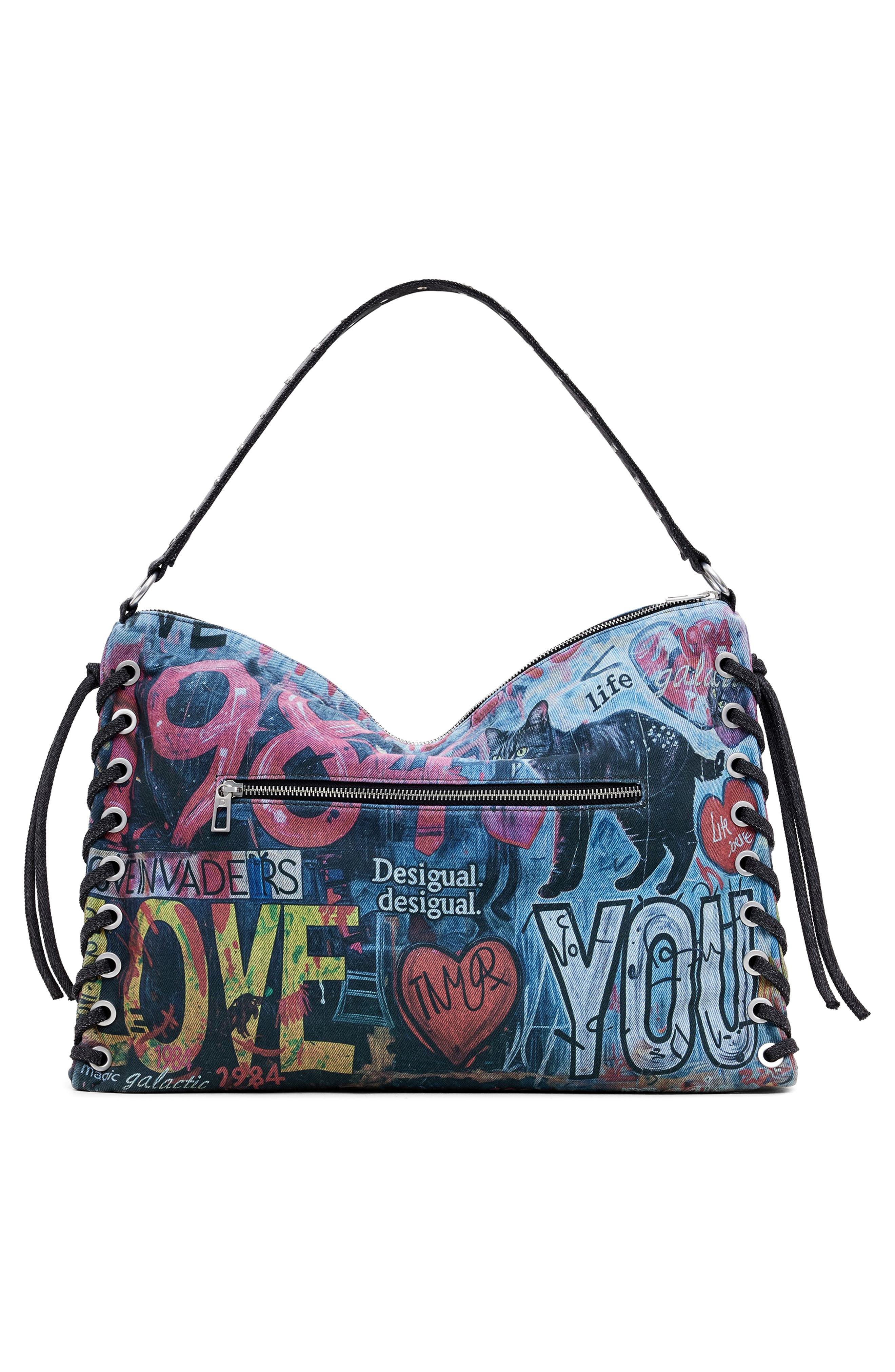 Desigual Denim Shoulder Bag, Alternate, color, 