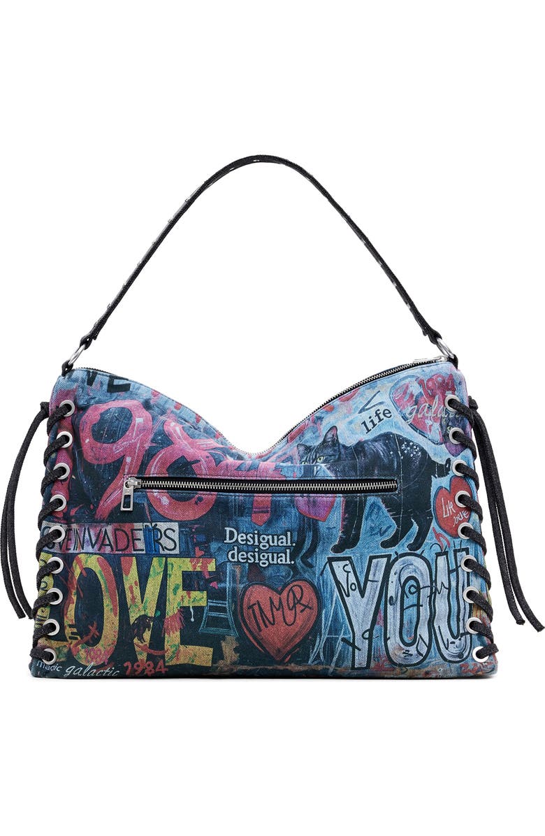 Desigual Denim Shoulder Bag, Alternate, color,