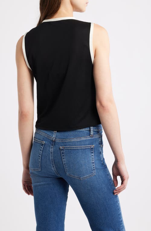 Frame The Keyhole Tie Knit Tank In Blue