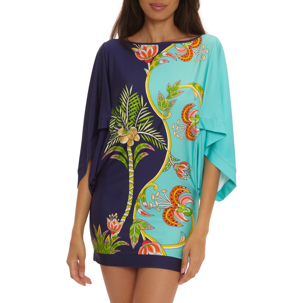 Trina Turk Flamingo Print Cover-Up Dress in Blue Multi at Nordstrom, Size X-Large