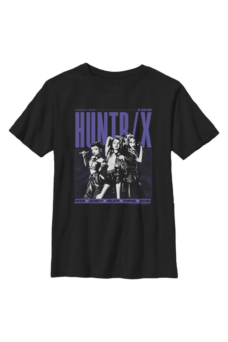 Boys KPop Demon Hunters Huntrix World Tour T Shirt, Main, color, Black