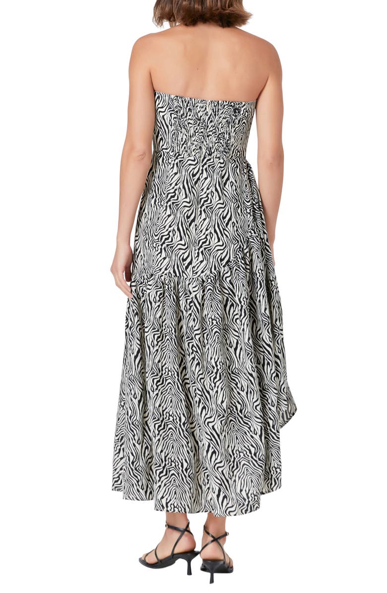 Endless Rose Strapless Asymmetric Hem Cotton Maxi Dress, Alternate, color, Ivory/ Black