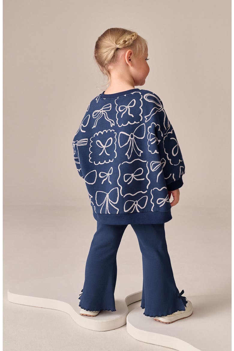 Print Sweatshirt & Flare Leggings Set, Alternate, color, BLUE