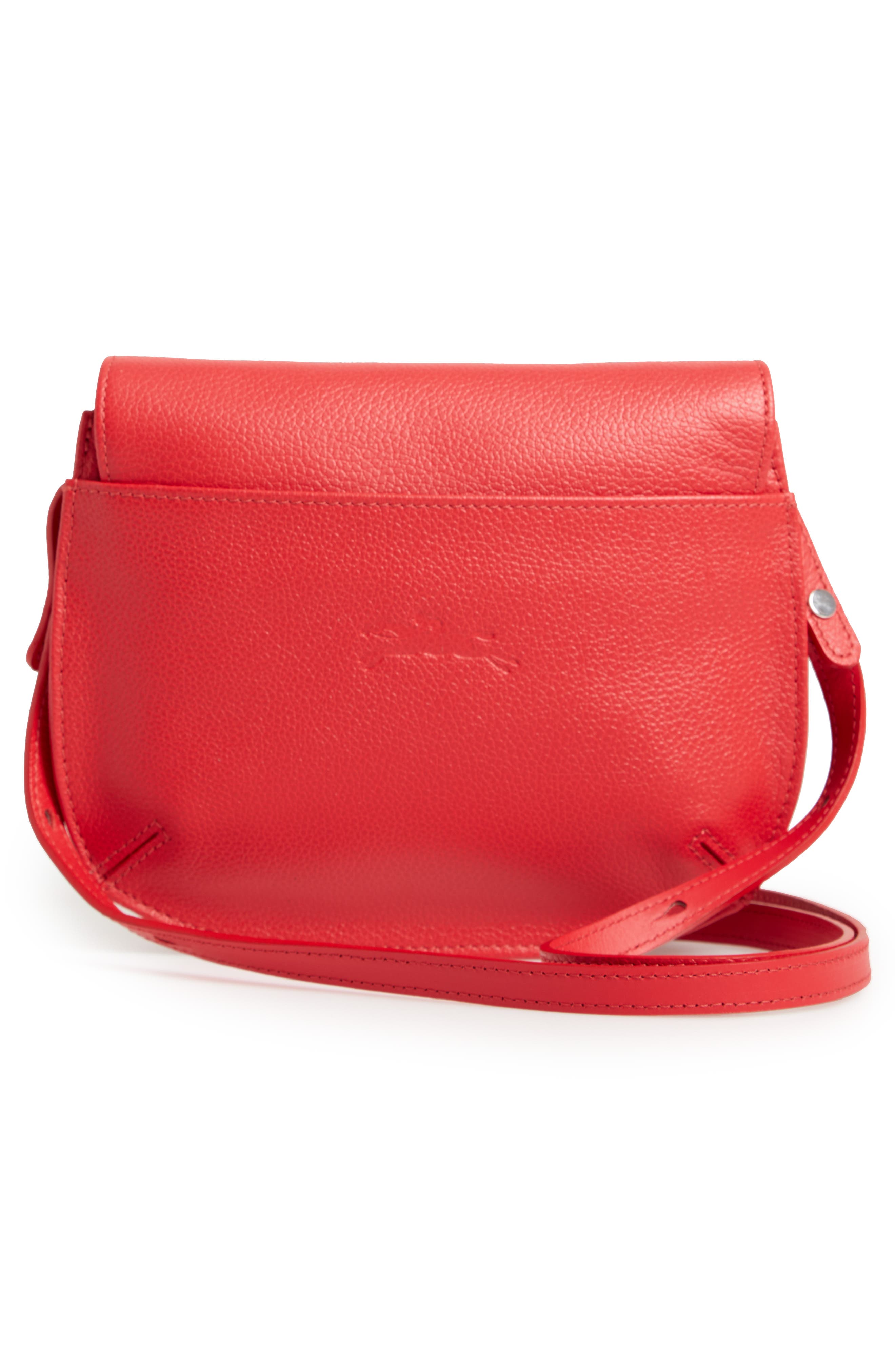 Small Le Foulonne Leather Crossbody Bag, Alternate, color, RED ORANGE