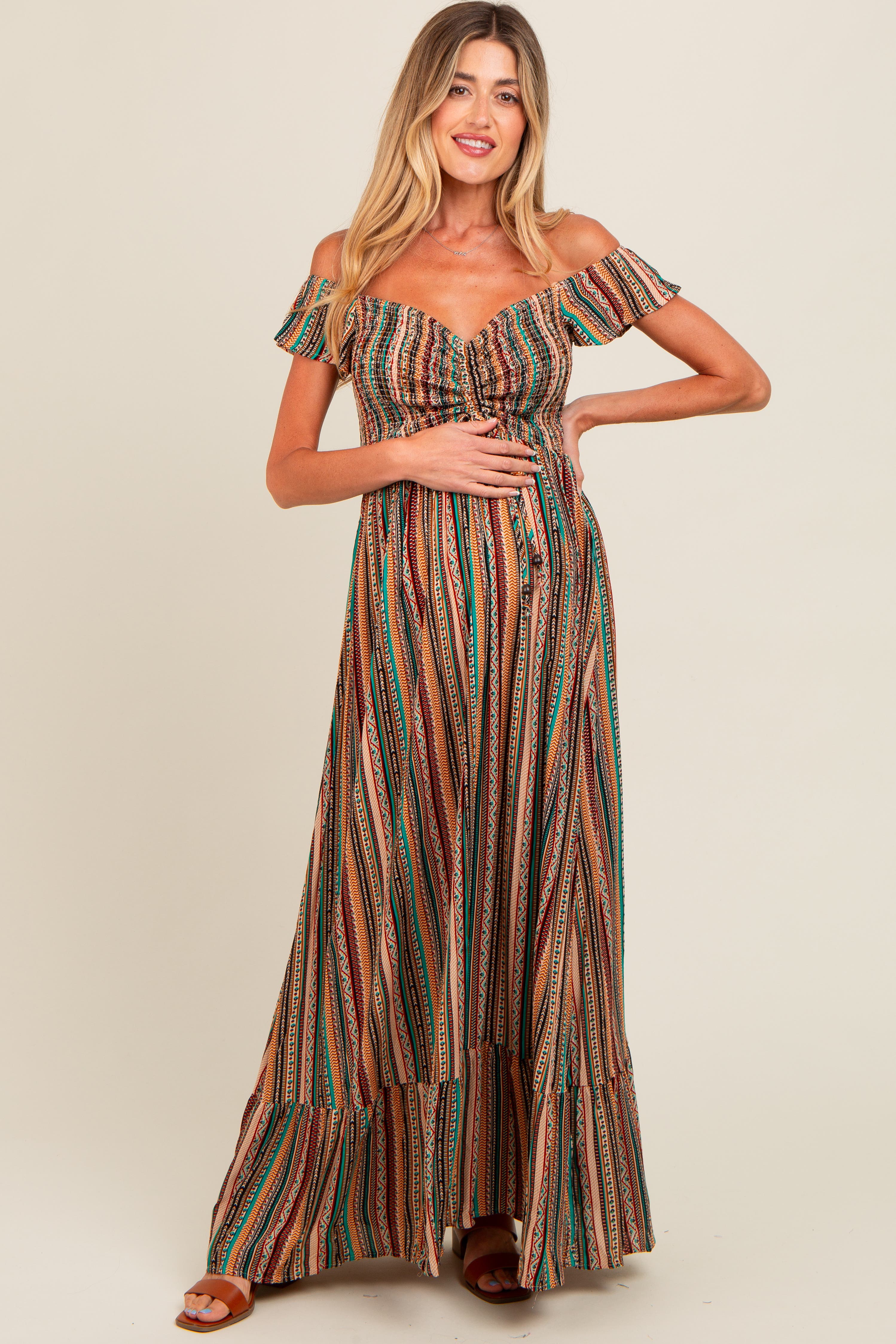 Off Shoulder Cinched Maxi Dress - image 2