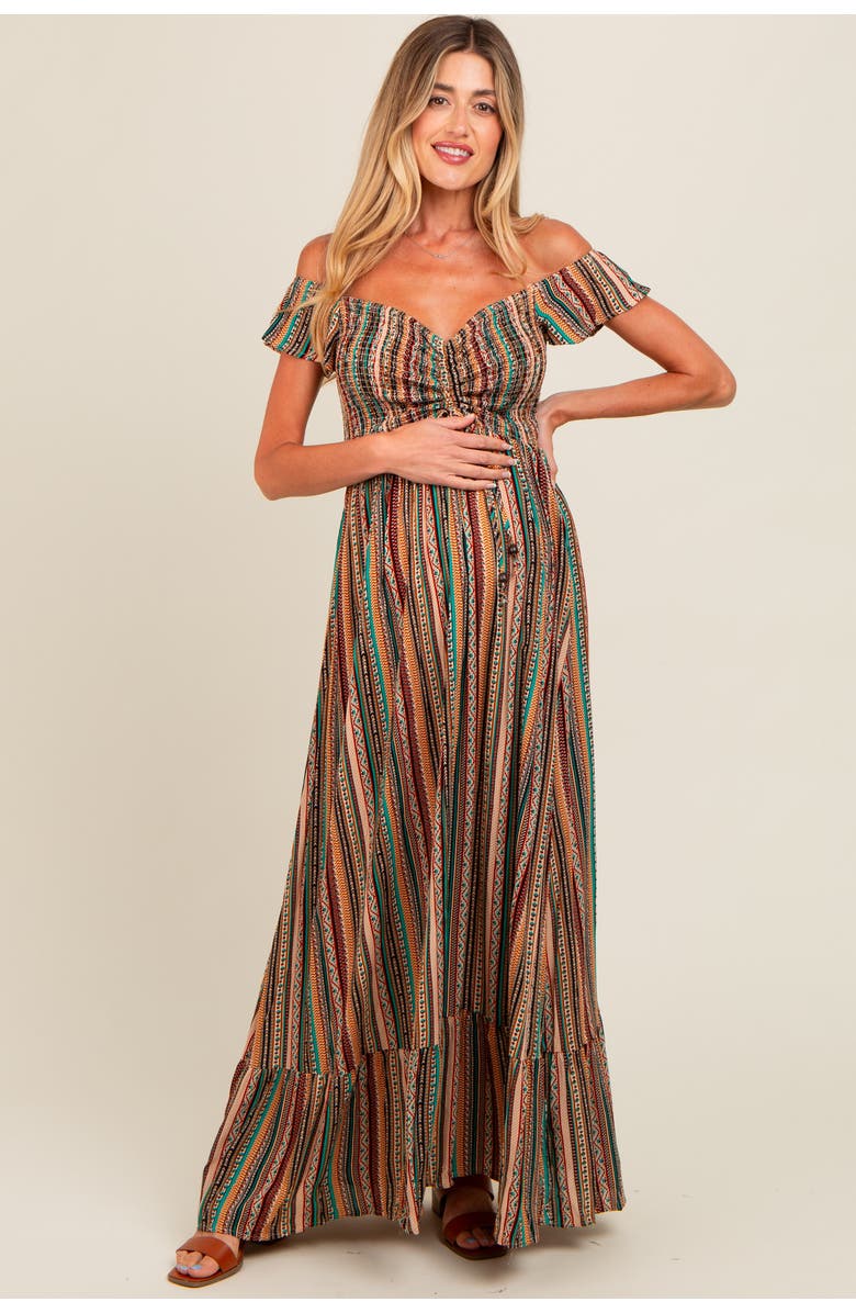 PinkBlush Off Shoulder Cinched Maxi Dress, Alternate, color, Multi