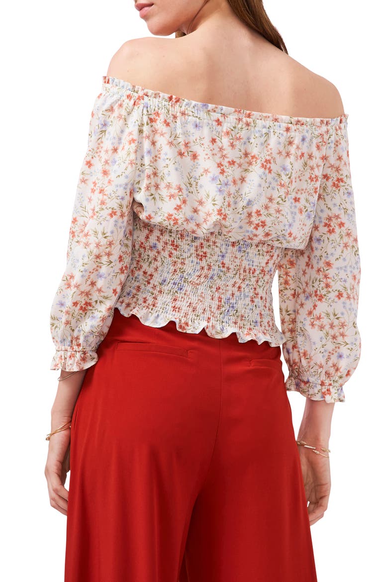 Off the Shoulder Crepe Blouse, Alternate, color, DEMURE FLRL SE