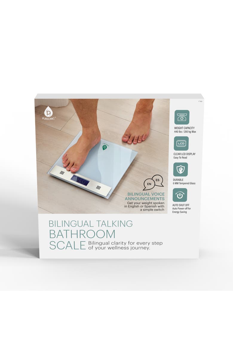 Bilingual Talking Bathroom Scale, Alternate, color, White
