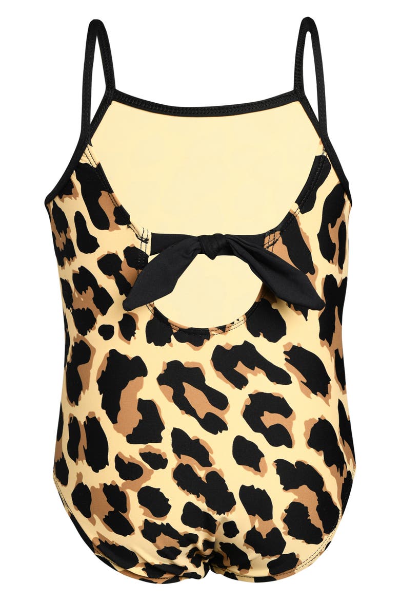 Kids' Running Wild Leopard Print One-Piece Swimsuit, Alternate, color, TAN