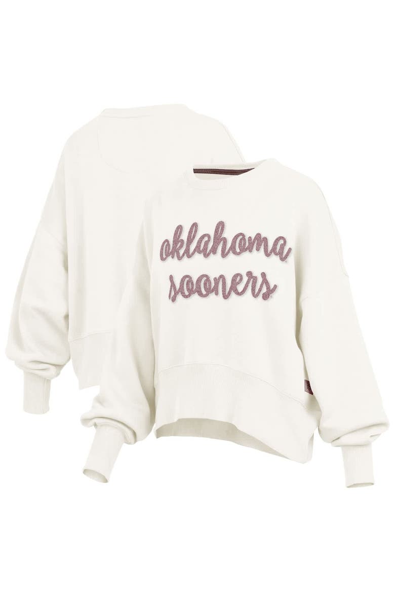 Women's Pressbox Cream Oklahoma Sooners Chelsea Oversized Pullover Sweatshirt, Alternate, color, Cream