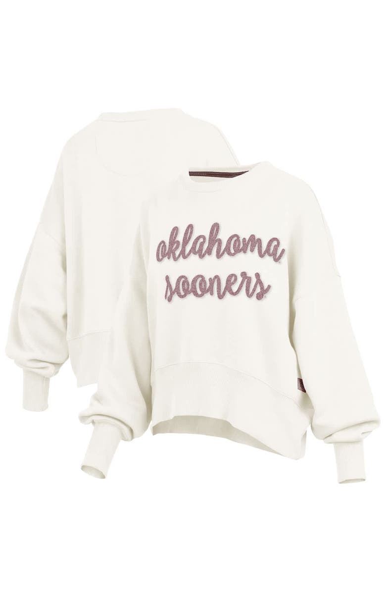 PRESSBOX Women
s Pressbox Cream Oklahoma Sooners Chelsea Oversized Pullover Sweatshirt, Alternate, color, Cream