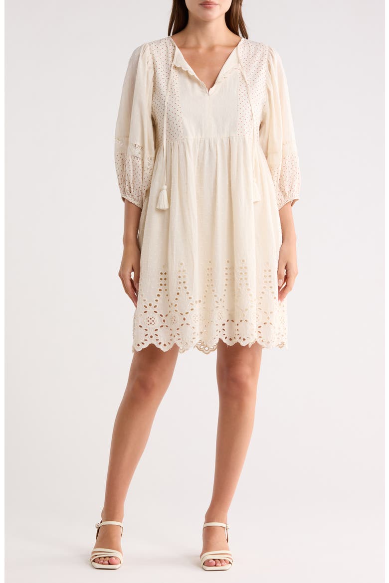 Mixed Media Minidress, Main, color, NATURAL/ RED