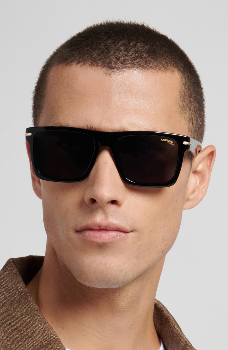 Carrera Eyewear 55mm Gradient Rectangular Flat Top Sunglasses, Alternate, color, Black/ Grey