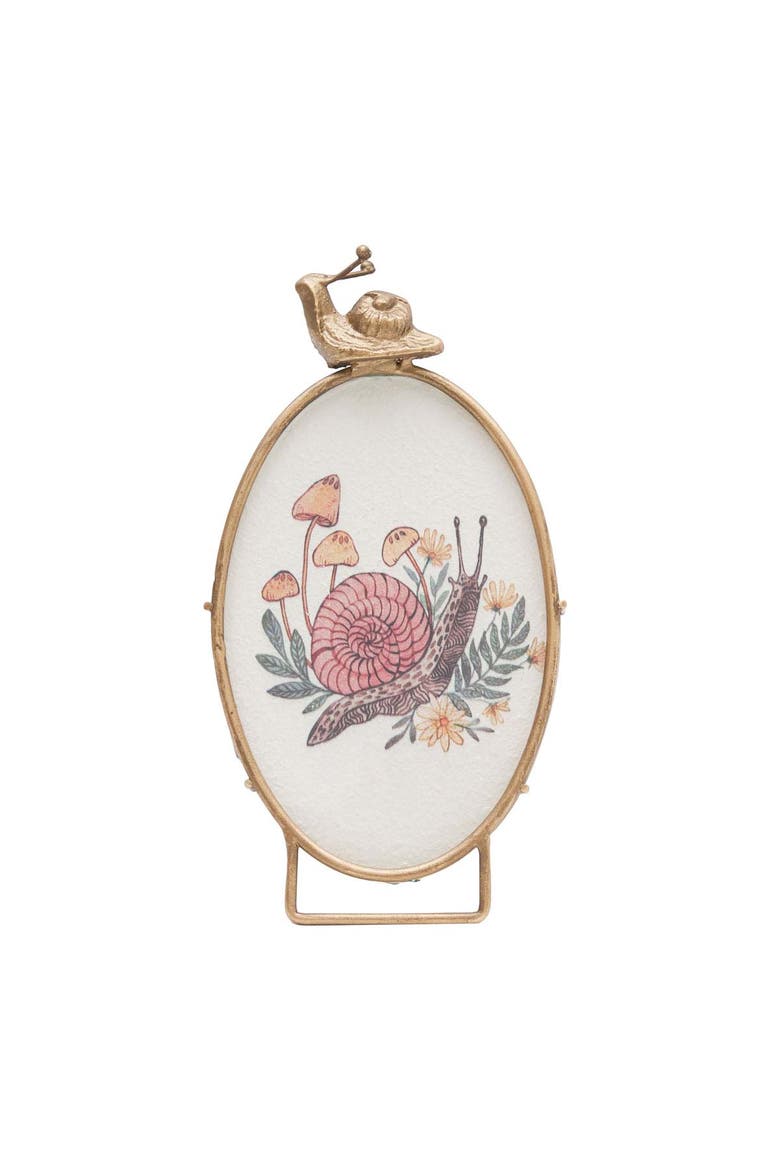 4x6 Gabby Snail Brass Photo Frame, Main, color, Pink