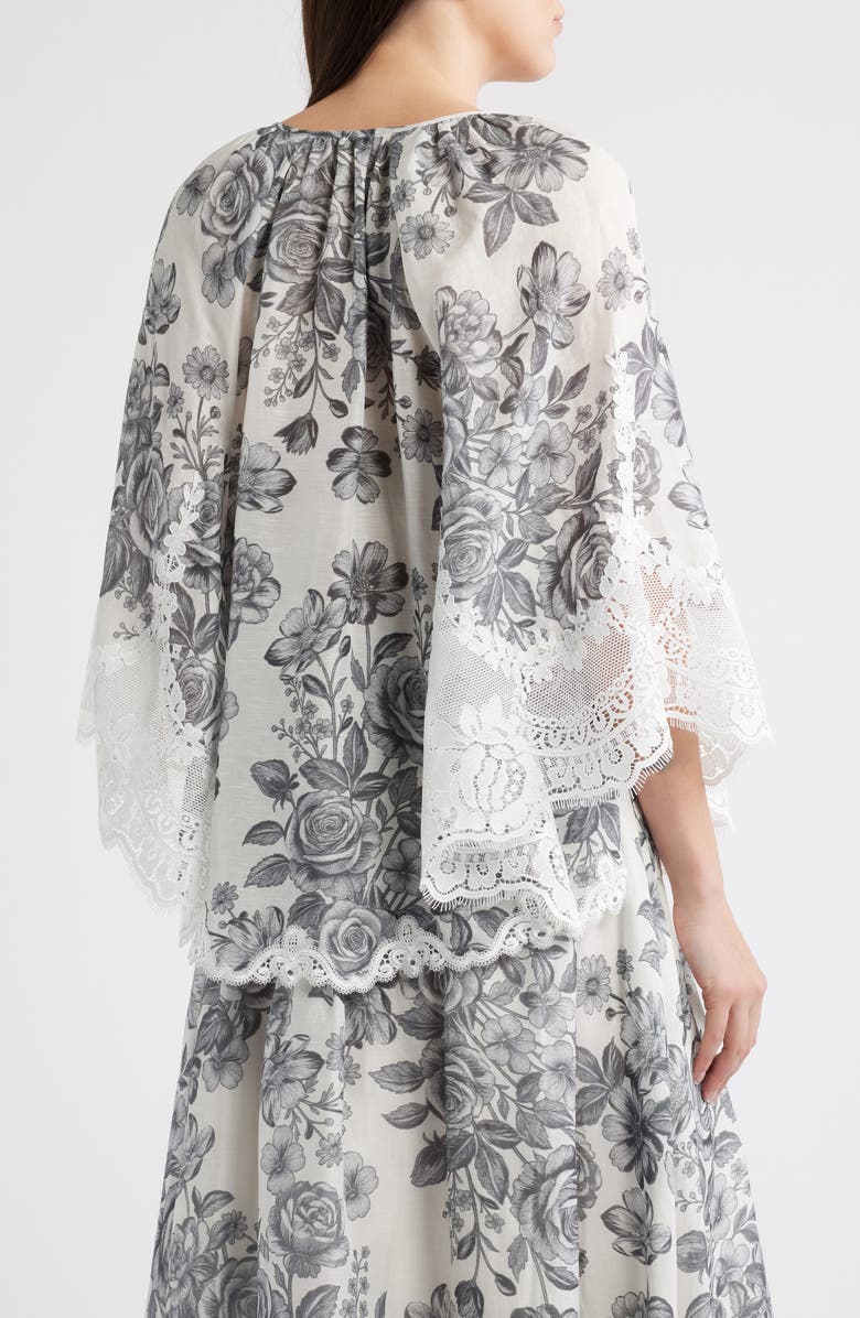KOBI HALPERIN Paloma Floral Lace Trim Top, Alternate, color, Ivory Multi
