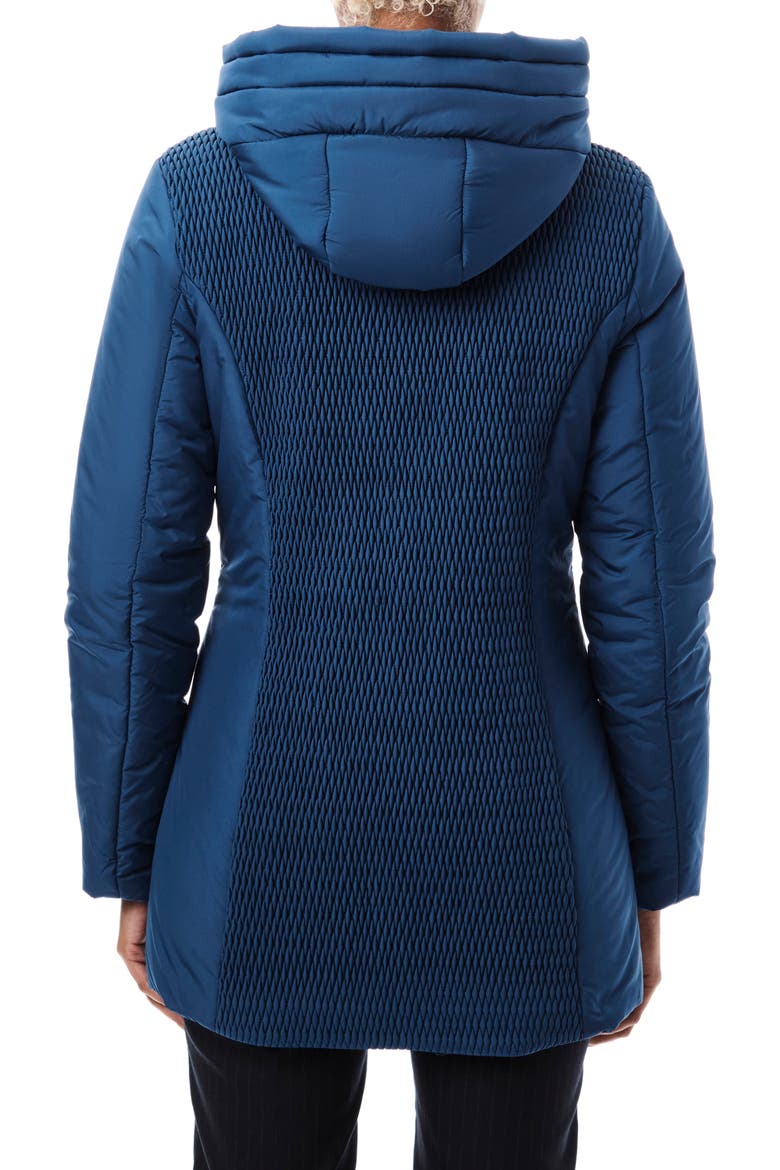 Textured Hooded Walking Coat, Alternate, color, TEAL WING