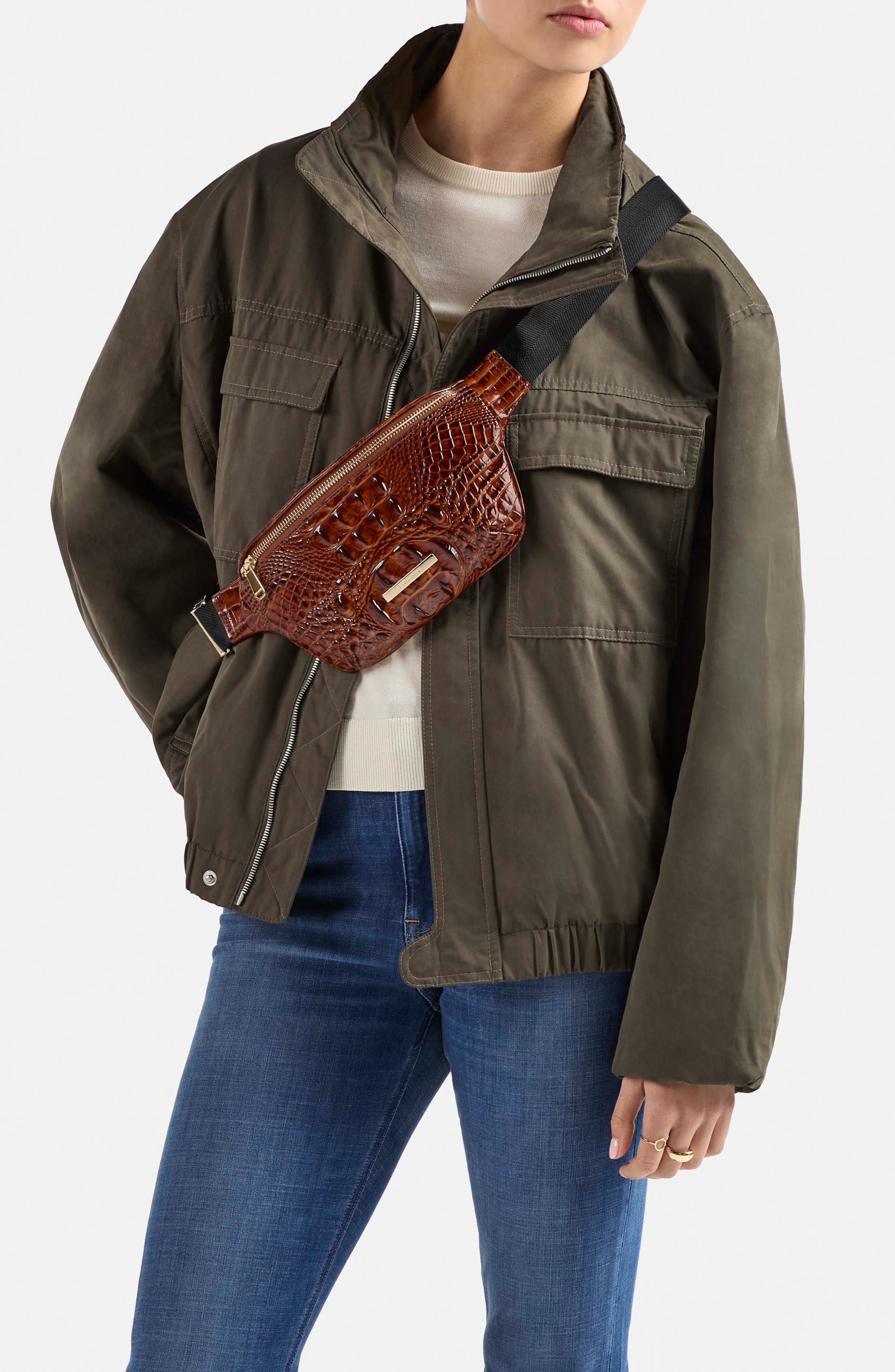 Brahmin Hollis Croc Embossed Leather Sling Bag, Alternate, color, 