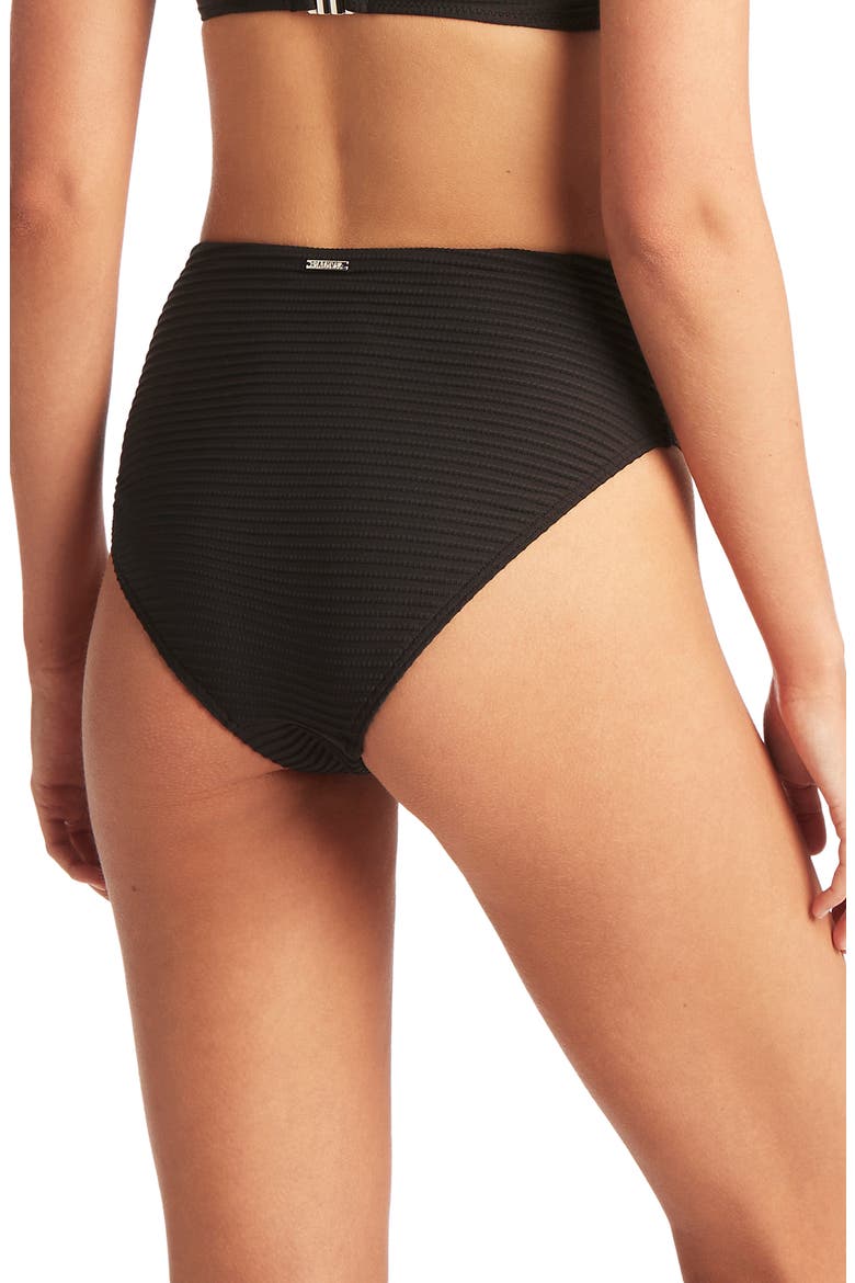 Retro High Waist Bikini Bottoms, Alternate, color, BLACK