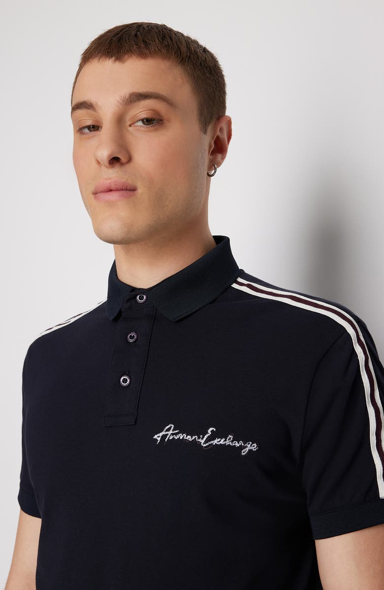 Armani Exchange Signature Logo Stretch Piqué Polo, Alternate, color,