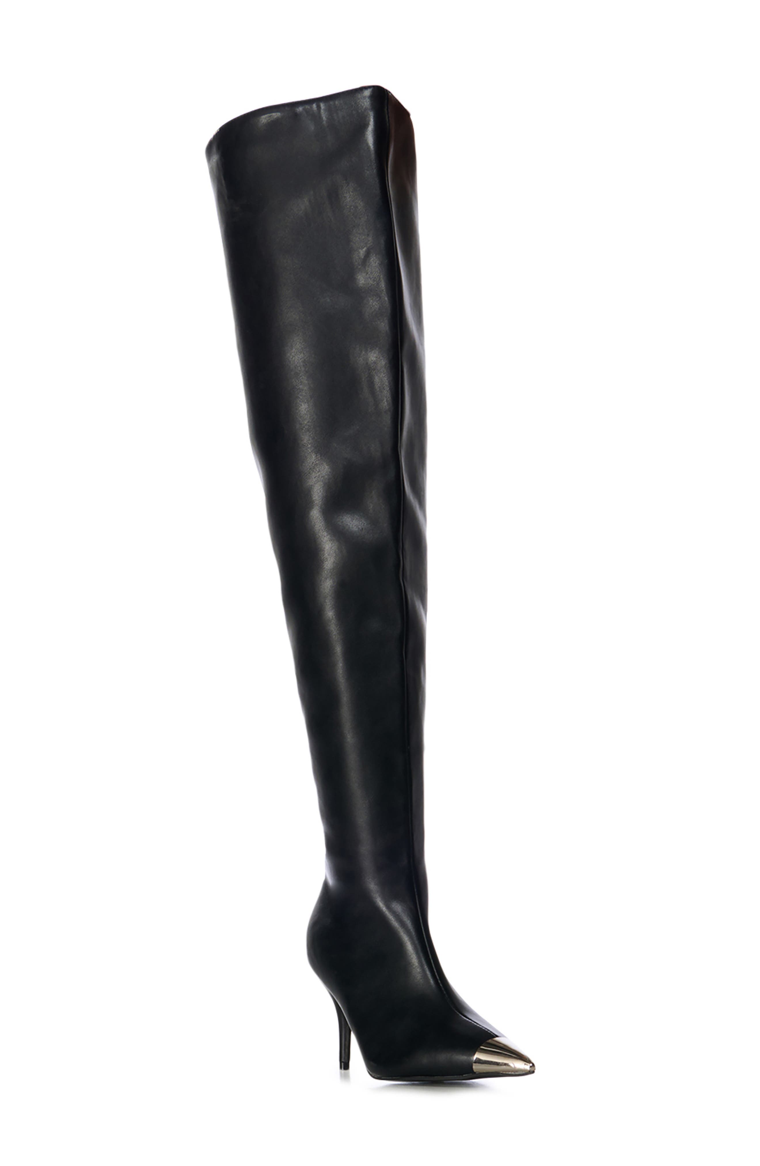 AZALEA WANG Donato Pointed Toe Over the Knee Boot, Main, color, Black