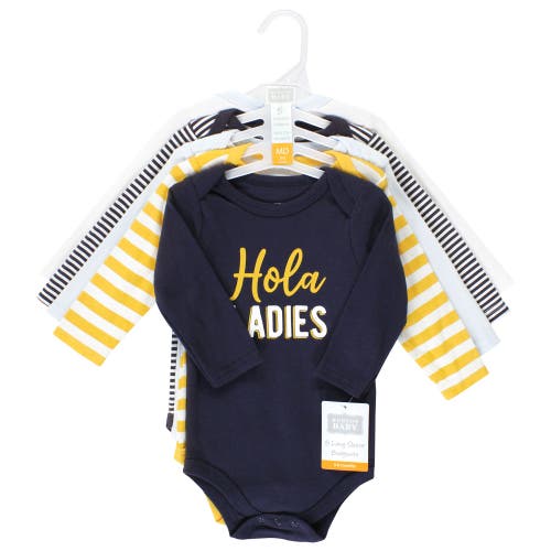Hudson Baby Five-piece Collection Of Long-sleeve Cotton Bodysuits In Black