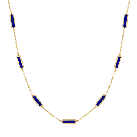 Lapis Bar Chain Necklace