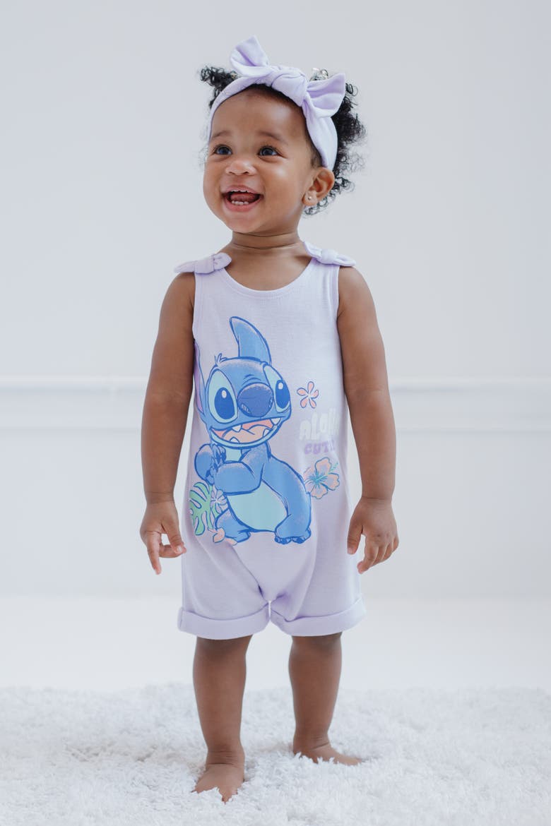 Sleeveless Romper and Headband Set, Alternate, color, Stitch Lavender