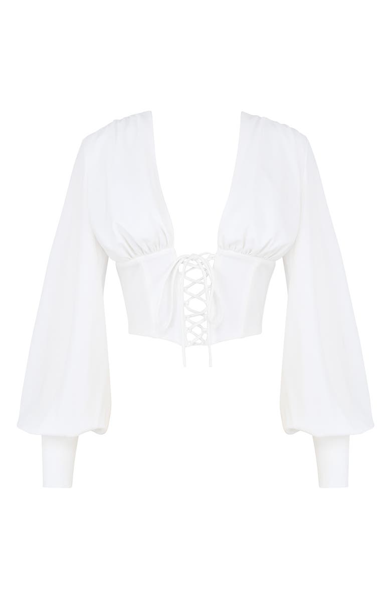 HOUSE OF CB Lace Up Corset, Alternate, color, White