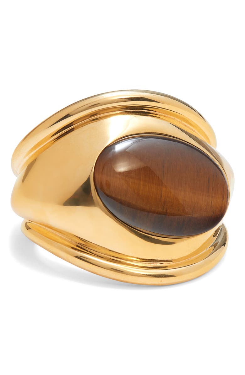 TOM FORD Angelica Tiger's Eye Cabochon Cuff Bracelet, Main, color,