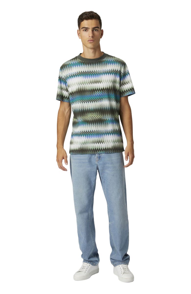 Missoni Cotton Crewneck T-shirt With Gradient Micro Zigzag Print, Main, color, 