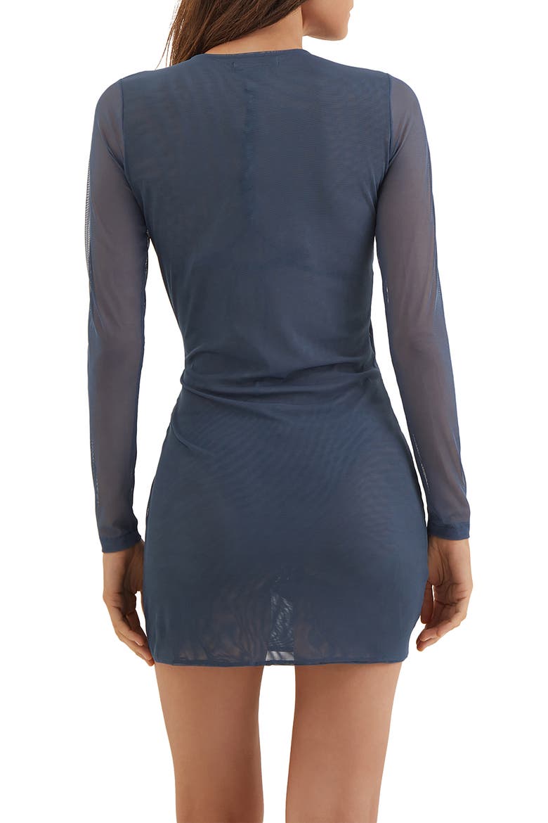 Emily Long Sleeve Semisheer Mesh Cover-Up Dress, Alternate, color, BLUE