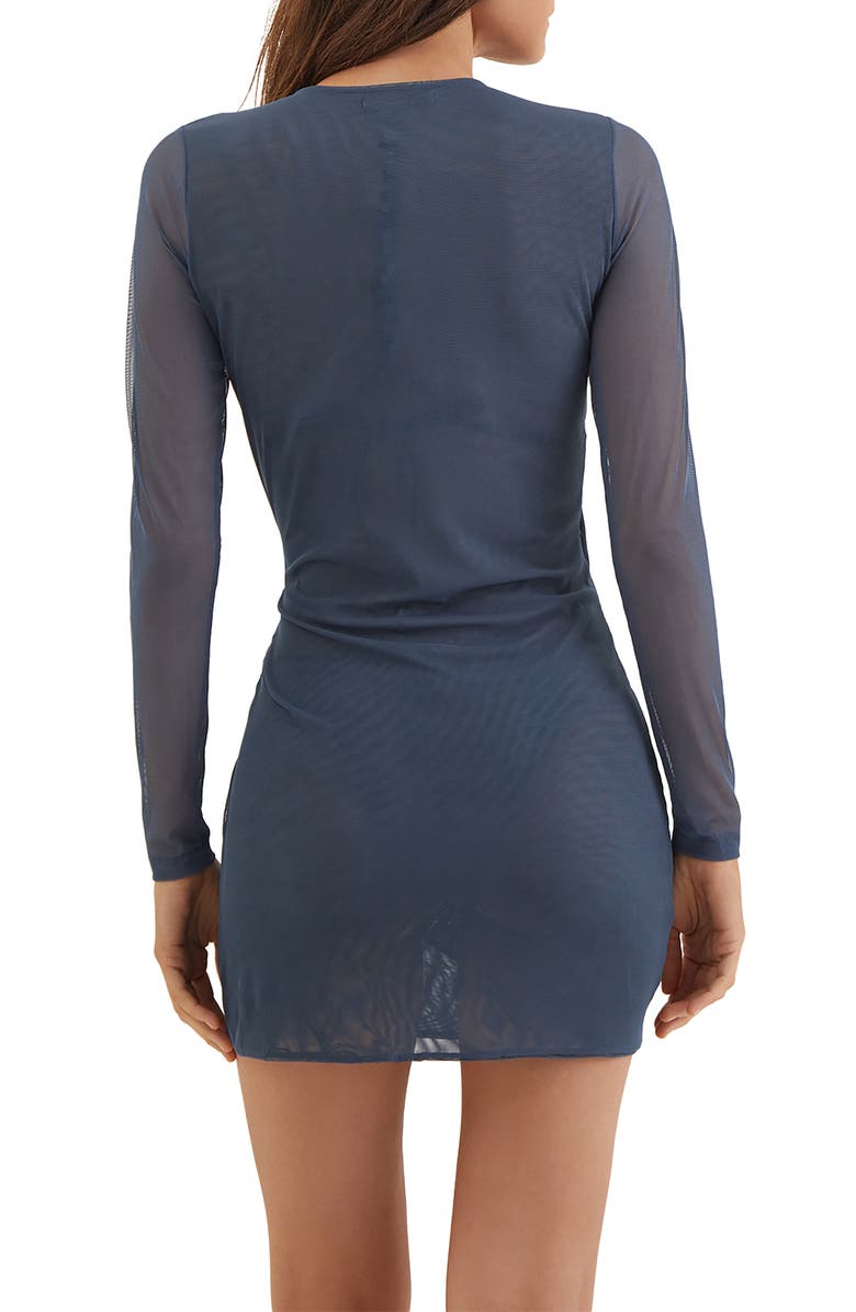 ViX Paula Hermanny Emily Long Sleeve Semisheer Mesh Cover-Up Dress, Alternate, color, Blue
