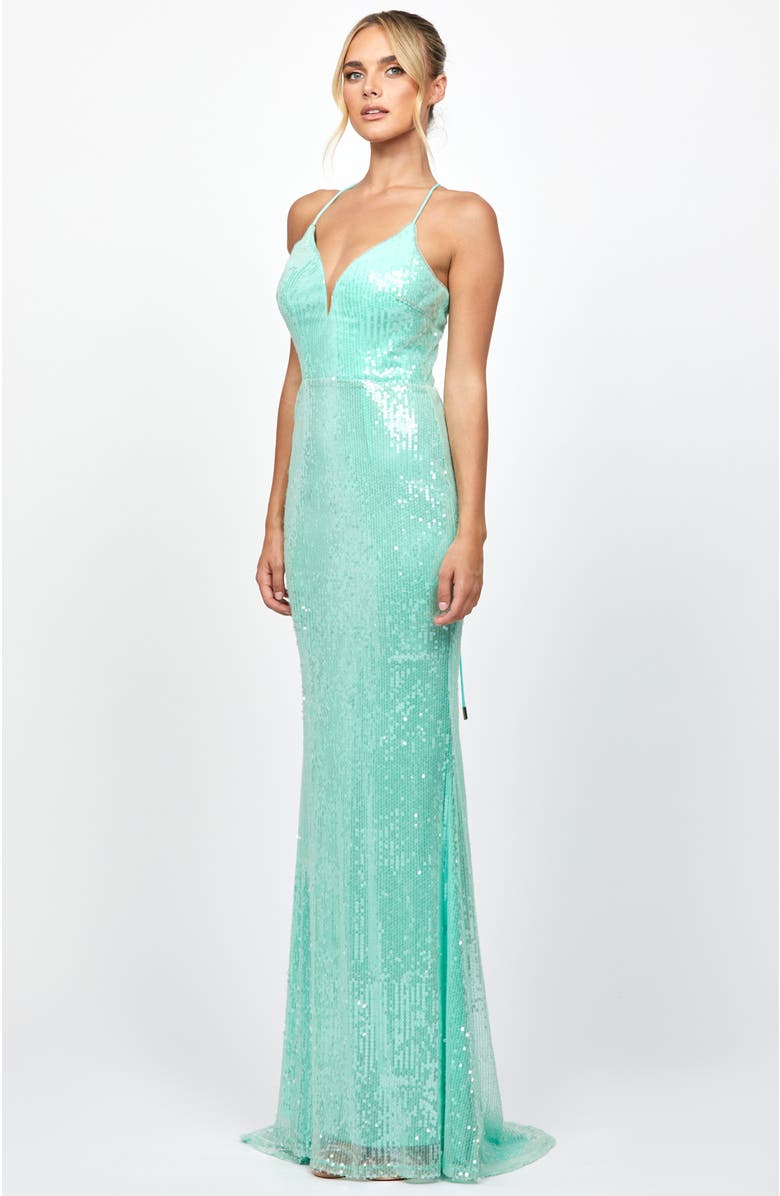 Bariano Indyana Sequin Strappy Back Maxi, Alternate, color, Mint