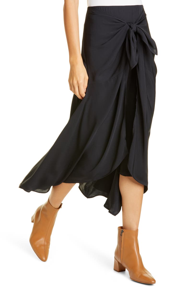 Vince Tie Front Asymmetrical Hem Skirt, Alternate, color,