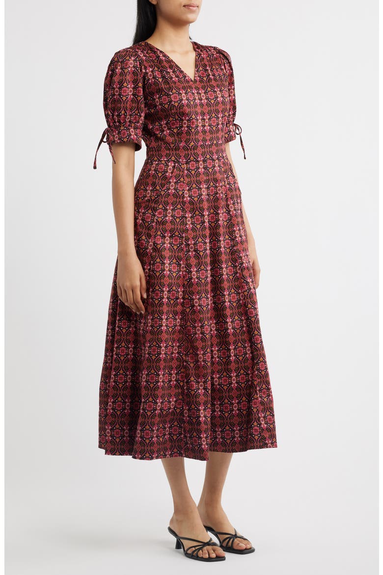 Balloon Sleeve Midi Dress, Alternate, color, RICH BLACK