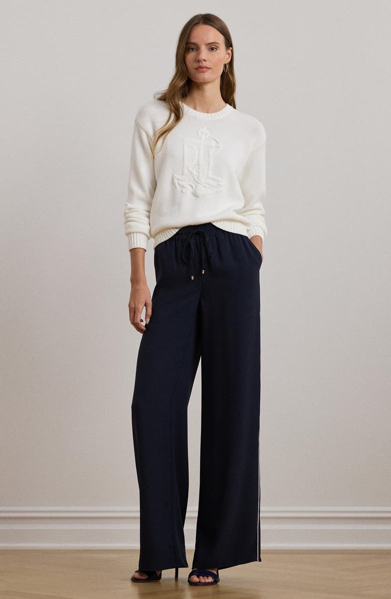 Lauren Ralph Lauren Tonal Anchor Crest Cotton Crewneck Sweater, Alternate, color,