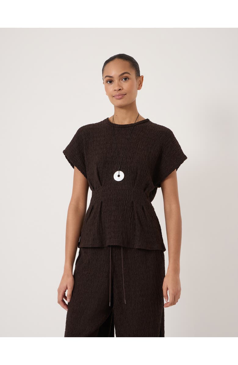 Hush Keira Textured Pleat Release Jersey Top, Main, color, Dark Brown
